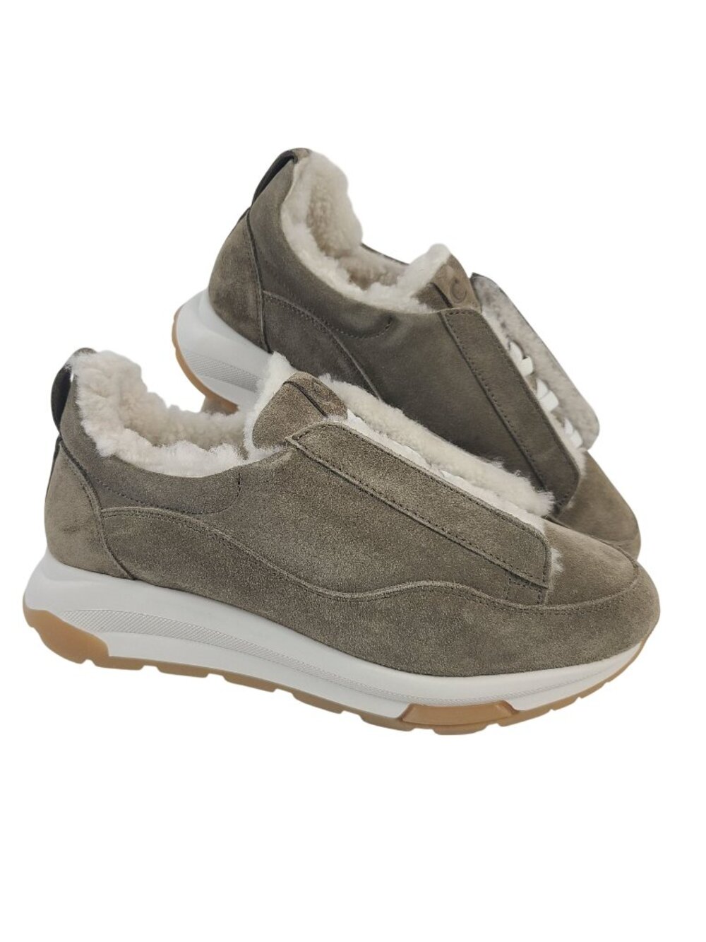La Canadienne Vada Caribou Suede Women's Sneakers Faux Shearling Lining Sz 6.5 M